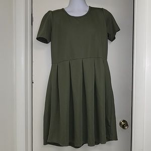 LuLaRoe 3X Olive Green Back Zip Amelia Dress